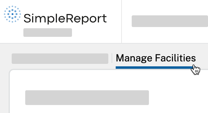 The “Manage Facilities” tab selected in SimpleReport