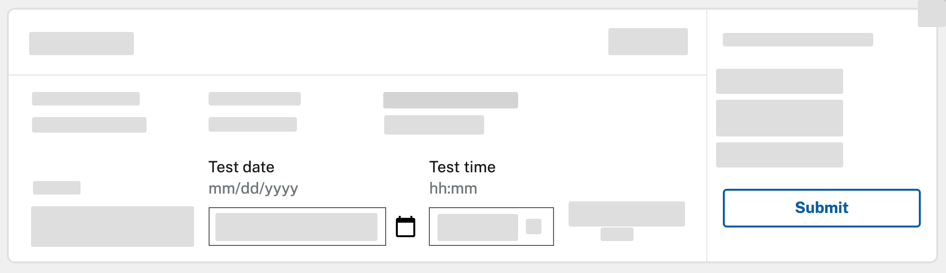 The SimpleReport site showing where to modify test date and time